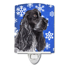 Load image into Gallery viewer, Black Cocker Spaniel Winter Snowflakes Ceramic Night Light SC9596CNL