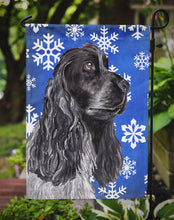 Load image into Gallery viewer, Cocker Spaniel Blue Snowflake Winter Garden Flag – Decorative Outdoor Yard Flag