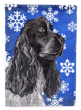 Load image into Gallery viewer, Cocker Spaniel Blue Snowflake Winter Garden Flag – Decorative Outdoor Yard Flag