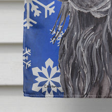 Load image into Gallery viewer, English Cocker Spaniel Blue Snowflake Winter Flag Canvas House Size