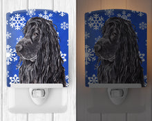 Load image into Gallery viewer, Black Cocker Spaniel Winter Snowflakes Ceramic Night Light SC9597CNL