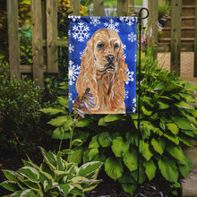 Load image into Gallery viewer, Cocker Spaniel Blue Snowflake Winter Garden Flag – Decorative Outdoor Yard Flag