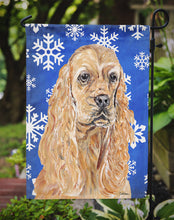 Load image into Gallery viewer, Cocker Spaniel Blue Snowflake Winter Garden Flag – Decorative Outdoor Yard Flag