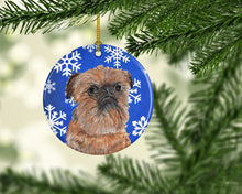 Load image into Gallery viewer, Brussels Griffon Winter Snowflakes Ornament - Round Ceramic Ornament – Artist-Designed Keepsake Decoration SC9600CO1