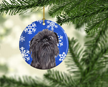 Load image into Gallery viewer, Brussels Griffon Winter Snowflakes Ornament - Round Ceramic Ornament – Artist-Designed Keepsake Decoration SC9601CO1
