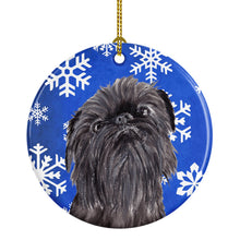Load image into Gallery viewer, Brussels Griffon Winter Snowflakes Ornament - Round Ceramic Ornament – Artist-Designed Keepsake Decoration SC9601CO1