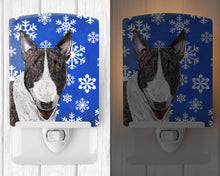 Load image into Gallery viewer, Bull Terrier Winter Snowflakes Ceramic Night Light SC9603CNL