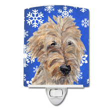 Load image into Gallery viewer, Golden Doodle Winter Snowflakes Ceramic Night Light SC9605CNL