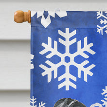 Load image into Gallery viewer, Chinese Crested Blue Snowflake Winter Flag Canvas House Size