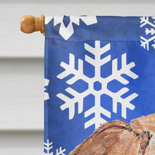 Load image into Gallery viewer, English Foxhound Blue Snowflake Winter Flag Canvas House Size