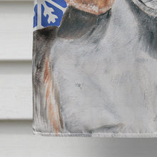 Load image into Gallery viewer, English Foxhound Blue Snowflake Winter Flag Canvas House Size