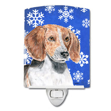 Load image into Gallery viewer, English Foxhound Winter Snowflakes Ceramic Night Light SC9607CNL