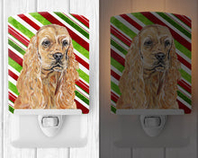 Load image into Gallery viewer, Buff Cocker Spaniel Candy Cane Christmas Ceramic Night Light SC9612CNL