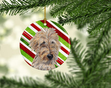 Load image into Gallery viewer, Golden Doodle Candy Cane Christmas Ornament - Round Ceramic Ornament – Artist-Designed Keepsake Decoration SC9619CO1