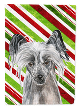 Load image into Gallery viewer, Chinese Crested Candy Cane Christmas Flag Canvas House Size