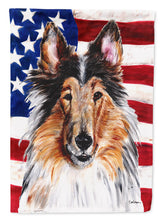 Load image into Gallery viewer, Collie with American Flag USA Flag Canvas House Size SC9622CHF