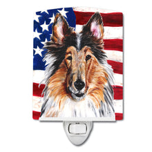 Load image into Gallery viewer, Collie with American Flag USA Ceramic Night Light SC9622CNL