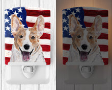 Load image into Gallery viewer, Cardigan Corgi with American Flag USA Ceramic Night Light SC9624CNL