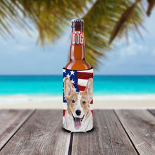 Load image into Gallery viewer, Cardigan Corgi with American Flag USA Slim Can Hugger – Fun &amp; Functional Drink Coolers SC9624MUK