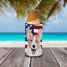 Load image into Gallery viewer, Cardigan Corgi with American Flag USA Slim Can Hugger – Fun &amp; Functional Drink Coolers SC9624MUK