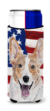 Load image into Gallery viewer, Cardigan Corgi with American Flag USA Slim Can Hugger – Fun &amp; Functional Drink Coolers SC9624MUK