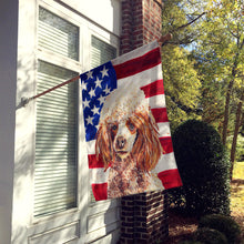 Load image into Gallery viewer, Red Miniature Poodle with American Flag USA Flag Canvas House Size SC9627CHF