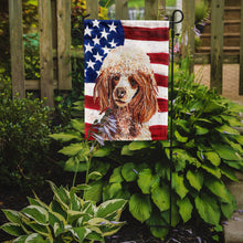 Load image into Gallery viewer, Red Miniature Poodle with American Flag USA Garden Flag – Decorative Outdoor Yard Flag SC9627GF