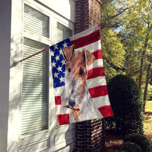 Load image into Gallery viewer, Wire Fox Terrier with American Flag USA Flag Canvas House Size SC9628CHF