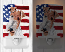 Load image into Gallery viewer, Wire Fox Terrier with American Flag USA Ceramic Night Light SC9628CNL