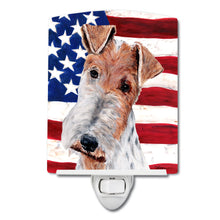 Load image into Gallery viewer, Wire Fox Terrier with American Flag USA Ceramic Night Light SC9628CNL