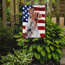 Load image into Gallery viewer, Wire Fox Terrier with American Flag USA Garden Flag – Decorative Outdoor Yard Flag SC9628GF