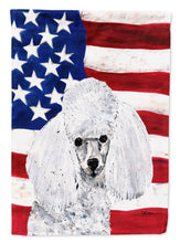 Load image into Gallery viewer, White Toy Poodle with American Flag USA Flag Canvas House Size SC9629CHF