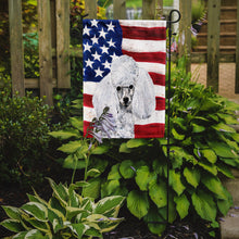 Load image into Gallery viewer, White Toy Poodle with American Flag USA Garden Flag – Decorative Outdoor Yard Flag SC9629GF