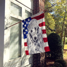 Load image into Gallery viewer, White Standard Poodle with American Flag USA Flag Canvas House Size SC9631CHF