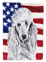 Load image into Gallery viewer, White Standard Poodle with American Flag USA Flag Canvas House Size SC9631CHF