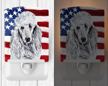 Load image into Gallery viewer, White Standard Poodle with American Flag USA Ceramic Night Light SC9631CNL