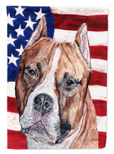 Load image into Gallery viewer, Staffordshire Bull Terrier Staffie with American Flag USA Flag Canvas House Size SC9632CHF