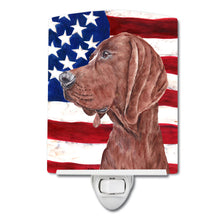 Load image into Gallery viewer, Redbone Coonhound with American Flag USA Ceramic Night Light SC9635CNL