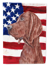 Load image into Gallery viewer, Redbone Coonhound with American Flag USA Garden Flag – Decorative Outdoor Yard Flag SC9635GF