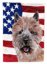 Load image into Gallery viewer, Norwich Terrier with American Flag USA Garden Flag – Decorative Outdoor Yard Flag SC9638GF