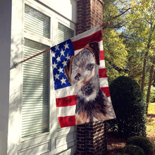Load image into Gallery viewer, Norfolk Terrier Puppy with American Flag USA Flag Canvas House Size SC9639CHF