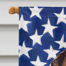 Load image into Gallery viewer, Norfolk Terrier Puppy with American Flag USA Flag Canvas House Size SC9639CHF