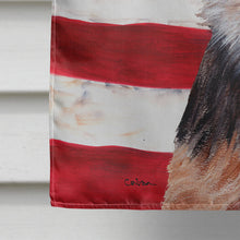 Load image into Gallery viewer, Norfolk Terrier Puppy with American Flag USA Flag Canvas House Size SC9639CHF