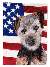 Load image into Gallery viewer, Norfolk Terrier Puppy with American Flag USA Flag Canvas House Size SC9639CHF