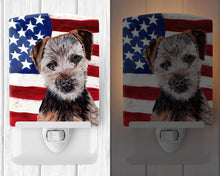 Load image into Gallery viewer, Norfolk Terrier Puppy with American Flag USA Ceramic Night Light SC9639CNL