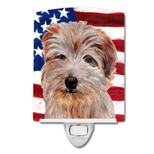 Load image into Gallery viewer, Norfolk Terrier with American Flag USA Ceramic Night Light SC9640CNL
