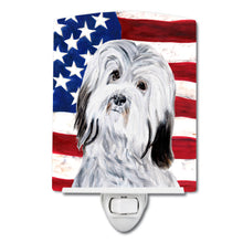 Load image into Gallery viewer, Havanese with American Flag USA Ceramic Night Light SC9641CNL
