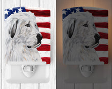 Load image into Gallery viewer, Great Pyrenees with American Flag USA Ceramic Night Light SC9642CNL