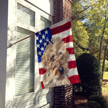 Load image into Gallery viewer, Golden Doodle 2 with American Flag USA Flag Canvas House Size SC9643CHF