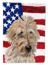 Load image into Gallery viewer, Golden Doodle 2 with American Flag USA Flag Canvas House Size SC9643CHF